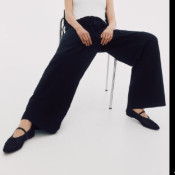 H&M Pants - H&M Women's Linen-blend Wide-leg Elastic Waist Pull On Pants Size Small